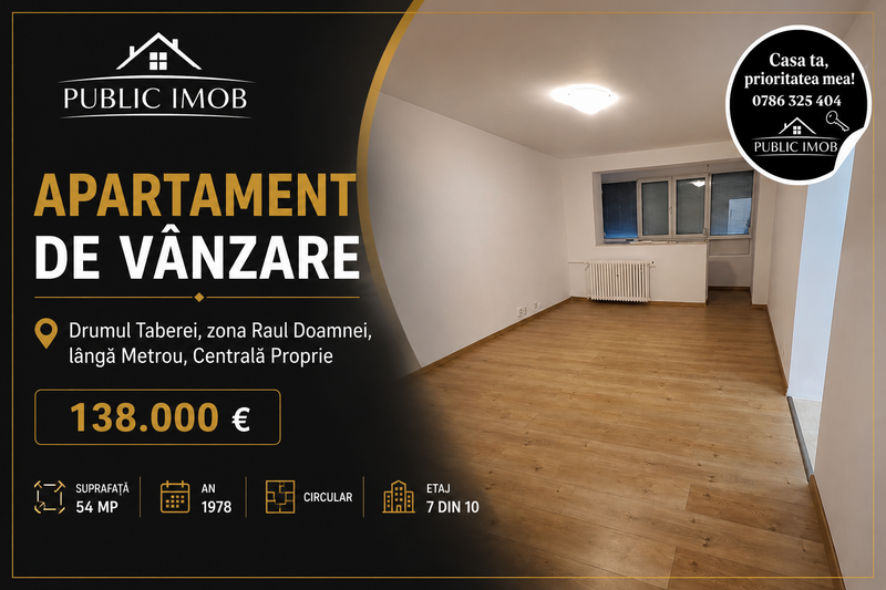 Drumul Taberei, zona Raul Doamnei, langa metrou, centrala proprie